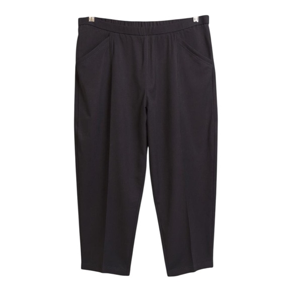 Eileen Fisher Black Organic Cotton Pants Cropped Tapered Leg Women’s Size Large - Picture 2 of 6
